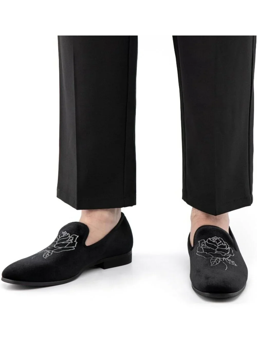 JITAI Men's Black Velvet Loafers Penny Slip On Tuxedo Wedding Fashion Prom Shoes